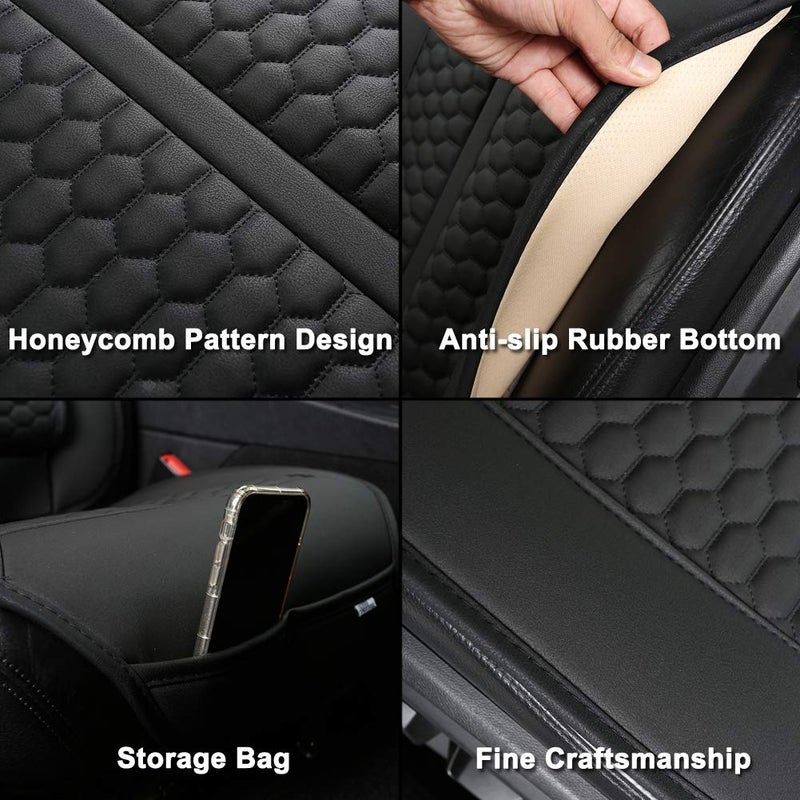 Black Panther Car Seats Covers, 1 Pair Universal Sideless Driver Seat Protectors, with Lumbar Support and Headrest Cover (Black) - Image 4